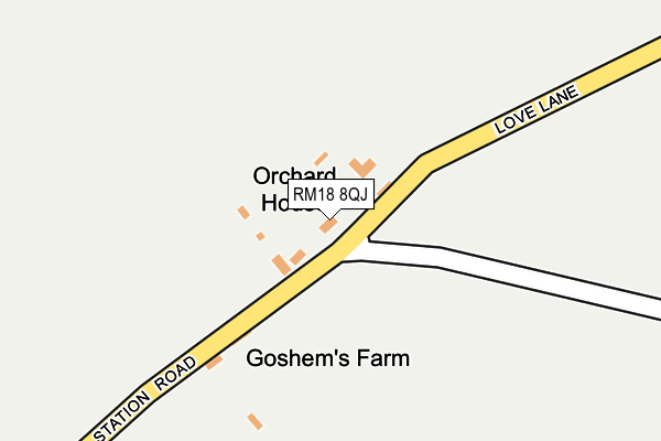 RM18 8QJ map - OS OpenMap – Local (Ordnance Survey)