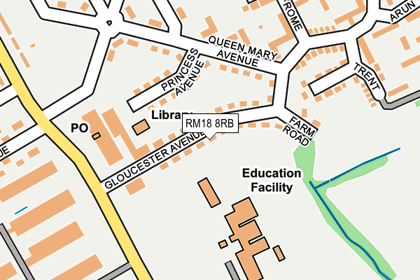 RM18 8RB map - OS OpenMap – Local (Ordnance Survey)