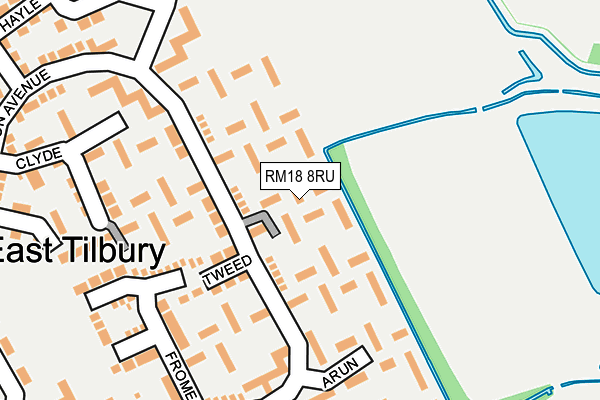 RM18 8RU map - OS OpenMap – Local (Ordnance Survey)