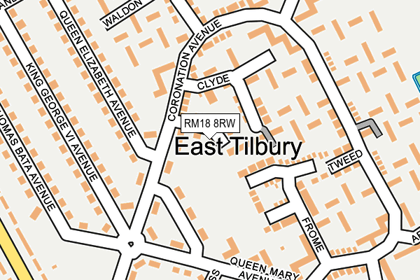 RM18 8RW map - OS OpenMap – Local (Ordnance Survey)