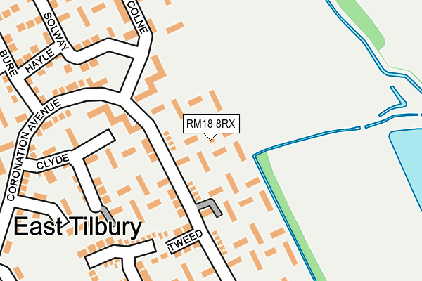 RM18 8RX map - OS OpenMap – Local (Ordnance Survey)