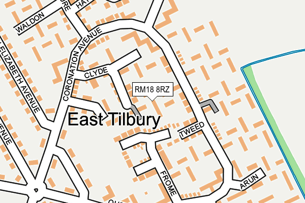 RM18 8RZ map - OS OpenMap – Local (Ordnance Survey)