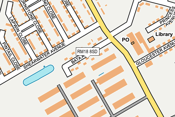 RM18 8SD map - OS OpenMap – Local (Ordnance Survey)