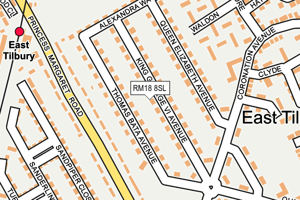 RM18 8SL map - OS OpenMap – Local (Ordnance Survey)