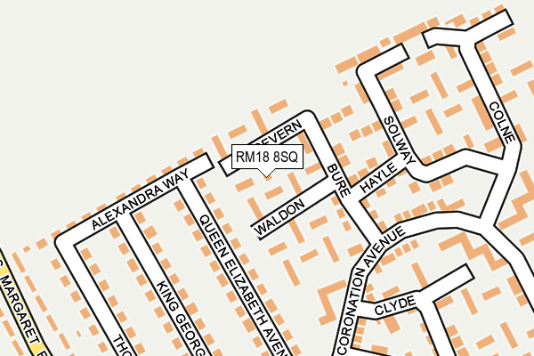 RM18 8SQ map - OS OpenMap – Local (Ordnance Survey)