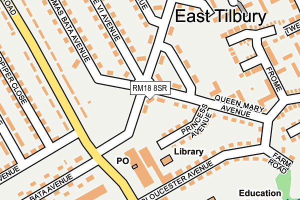 RM18 8SR map - OS OpenMap – Local (Ordnance Survey)