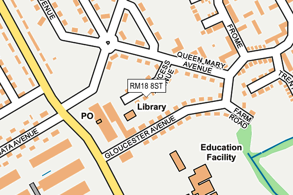 RM18 8ST map - OS OpenMap – Local (Ordnance Survey)