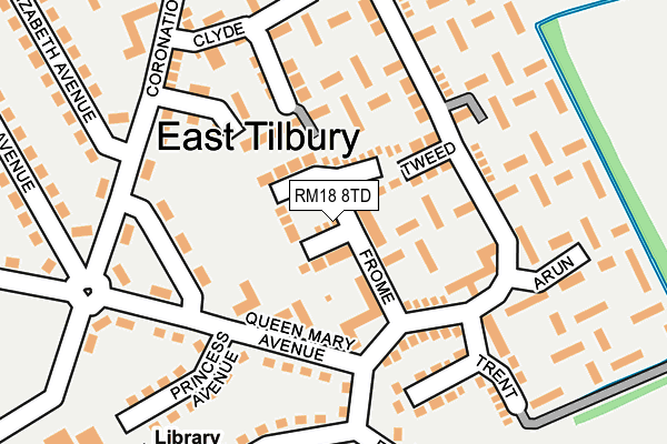 RM18 8TD map - OS OpenMap – Local (Ordnance Survey)