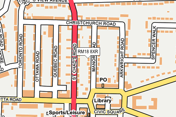 RM18 8XR map - OS OpenMap – Local (Ordnance Survey)