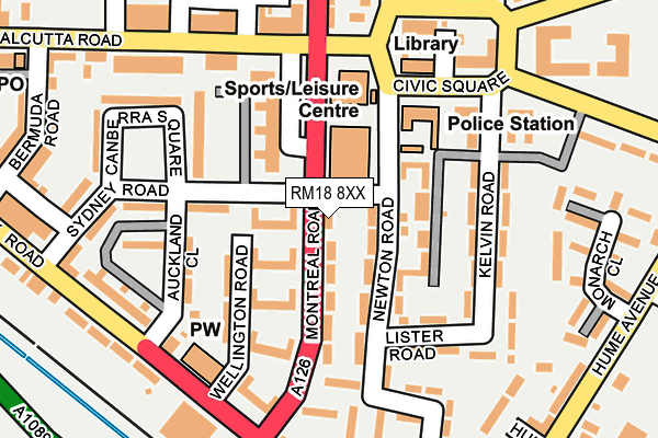 RM18 8XX map - OS OpenMap – Local (Ordnance Survey)