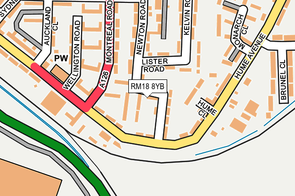 RM18 8YB map - OS OpenMap – Local (Ordnance Survey)