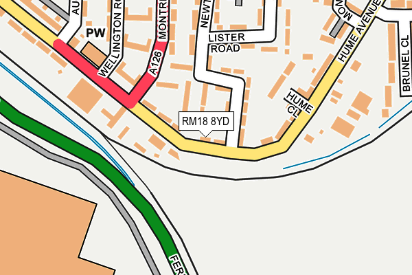 RM18 8YD map - OS OpenMap – Local (Ordnance Survey)