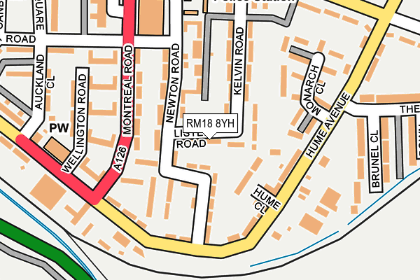 RM18 8YH map - OS OpenMap – Local (Ordnance Survey)