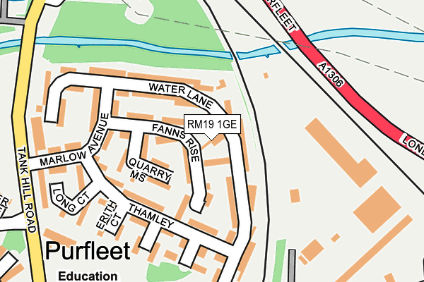 RM19 1GE map - OS OpenMap – Local (Ordnance Survey)