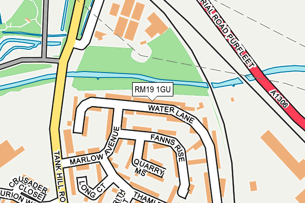 RM19 1GU map - OS OpenMap – Local (Ordnance Survey)