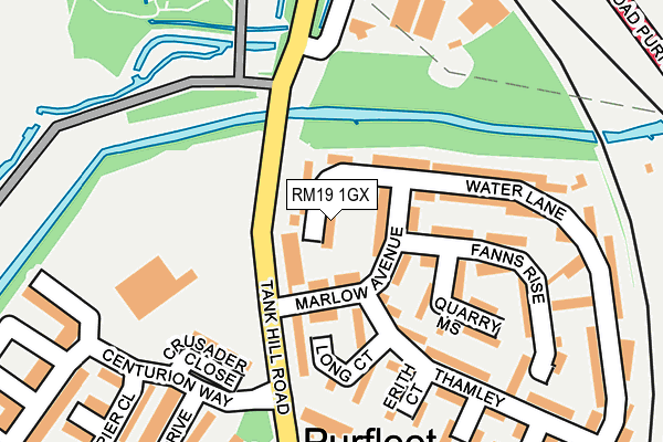 RM19 1GX map - OS OpenMap – Local (Ordnance Survey)