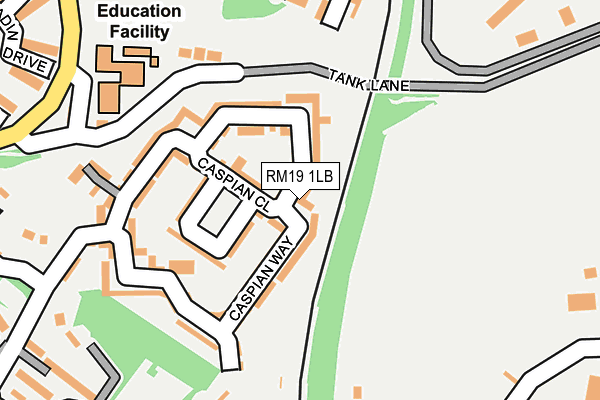 RM19 1LB map - OS OpenMap – Local (Ordnance Survey)