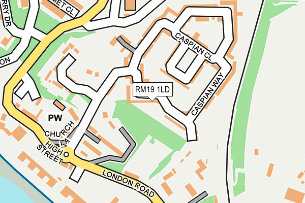 RM19 1LD map - OS OpenMap – Local (Ordnance Survey)