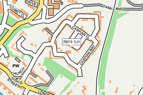 RM19 1LH map - OS OpenMap – Local (Ordnance Survey)