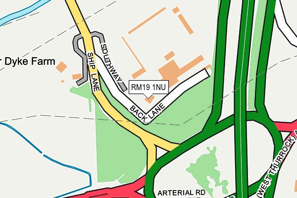 RM19 1NU map - OS OpenMap – Local (Ordnance Survey)