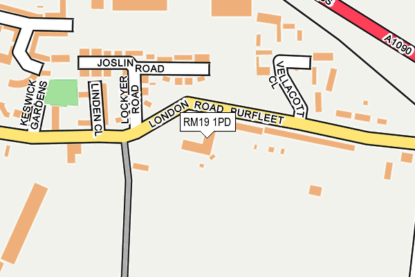RM19 1PD map - OS OpenMap – Local (Ordnance Survey)