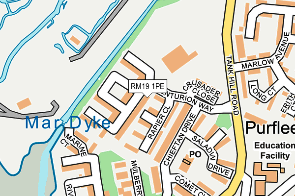 RM19 1PE map - OS OpenMap – Local (Ordnance Survey)