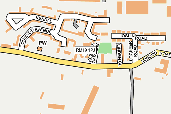 RM19 1PJ map - OS OpenMap – Local (Ordnance Survey)