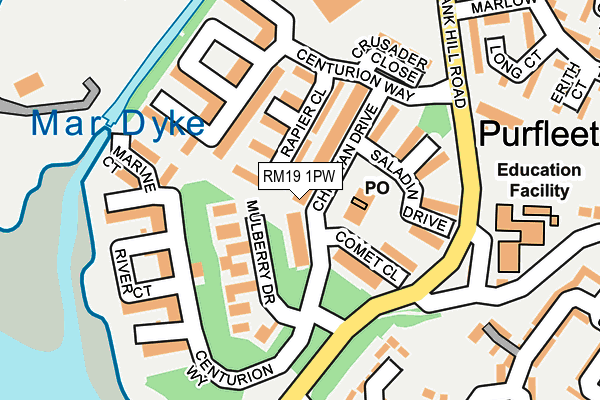 RM19 1PW map - OS OpenMap – Local (Ordnance Survey)