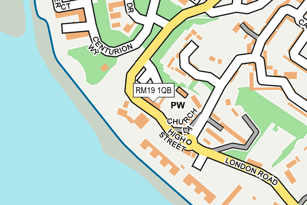 RM19 1QB map - OS OpenMap – Local (Ordnance Survey)