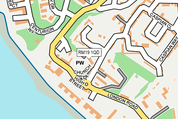 RM19 1QD map - OS OpenMap – Local (Ordnance Survey)