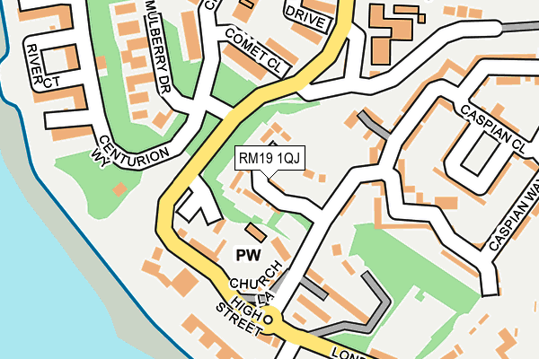 RM19 1QJ map - OS OpenMap – Local (Ordnance Survey)
