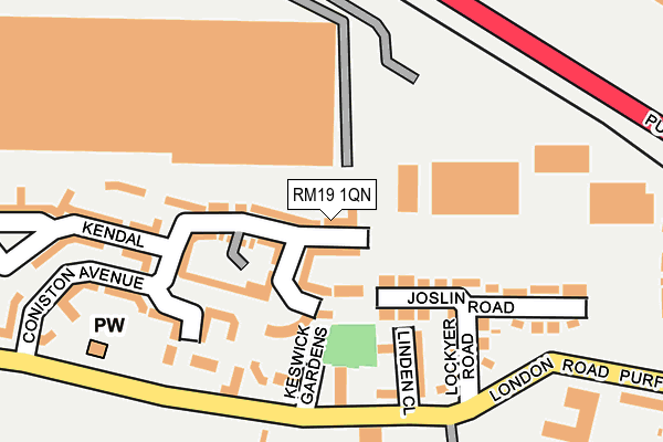 RM19 1QN map - OS OpenMap – Local (Ordnance Survey)