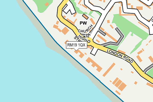 RM19 1QX map - OS OpenMap – Local (Ordnance Survey)