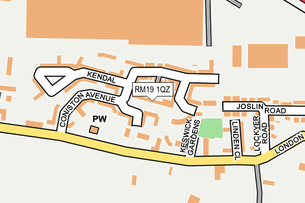 RM19 1QZ map - OS OpenMap – Local (Ordnance Survey)