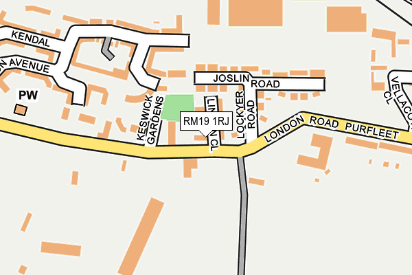 RM19 1RJ map - OS OpenMap – Local (Ordnance Survey)