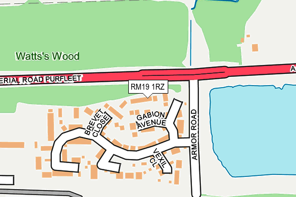 RM19 1RZ map - OS OpenMap – Local (Ordnance Survey)