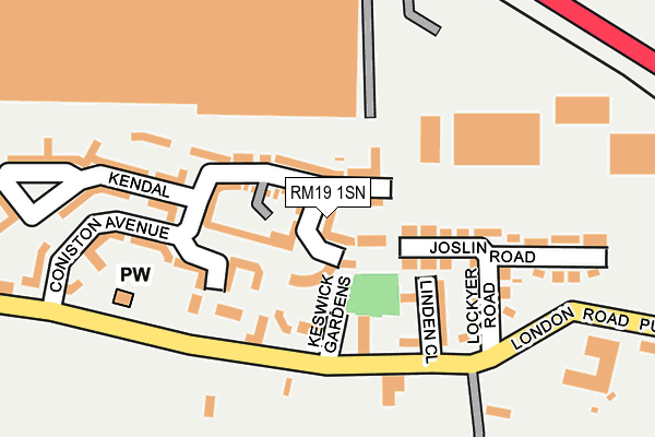 RM19 1SN map - OS OpenMap – Local (Ordnance Survey)