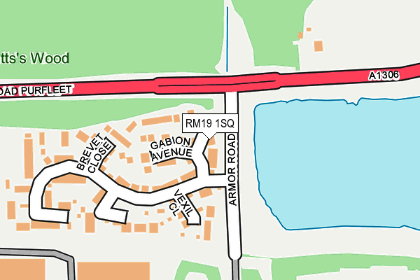 RM19 1SQ map - OS OpenMap – Local (Ordnance Survey)