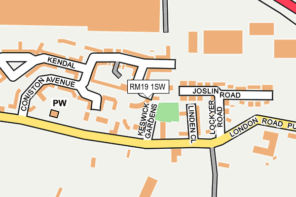 RM19 1SW map - OS OpenMap – Local (Ordnance Survey)