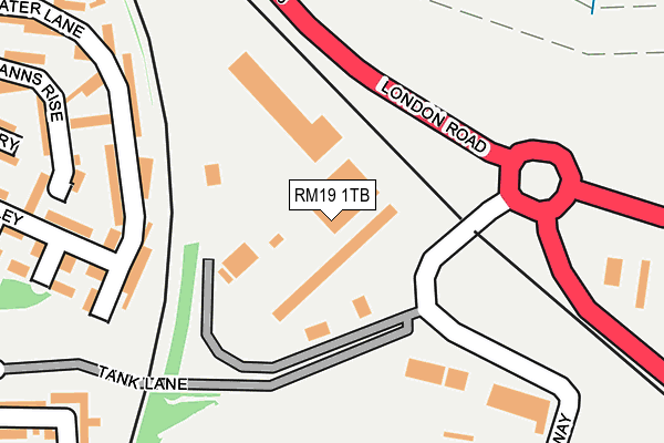 RM19 1TB map - OS OpenMap – Local (Ordnance Survey)