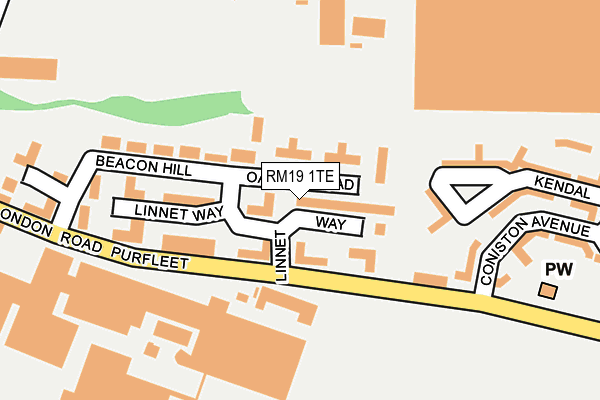 RM19 1TE map - OS OpenMap – Local (Ordnance Survey)