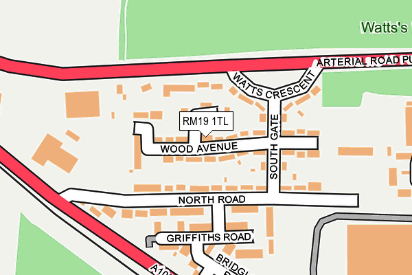 RM19 1TL map - OS OpenMap – Local (Ordnance Survey)