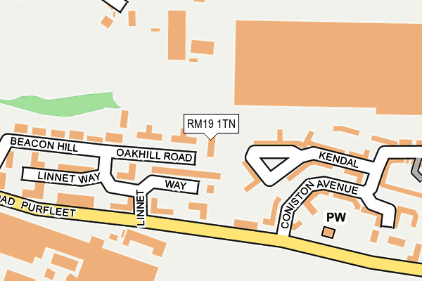 RM19 1TN map - OS OpenMap – Local (Ordnance Survey)