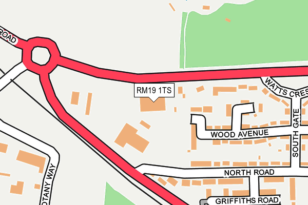 RM19 1TS map - OS OpenMap – Local (Ordnance Survey)