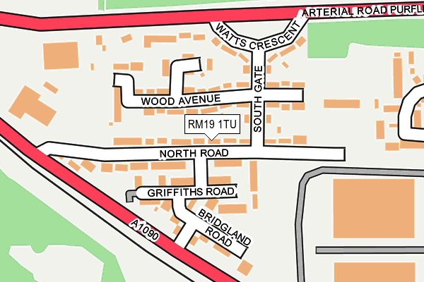 RM19 1TU map - OS OpenMap – Local (Ordnance Survey)