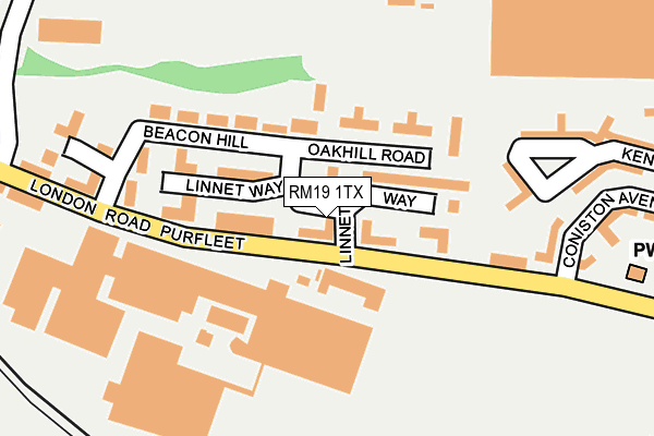 RM19 1TX map - OS OpenMap – Local (Ordnance Survey)