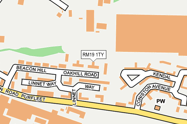 RM19 1TY map - OS OpenMap – Local (Ordnance Survey)