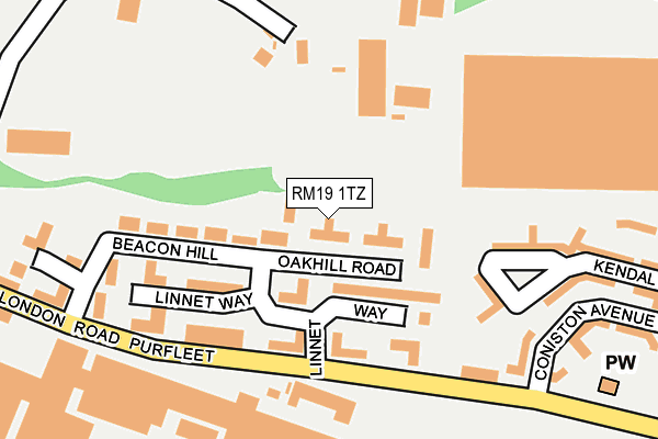 RM19 1TZ map - OS OpenMap – Local (Ordnance Survey)