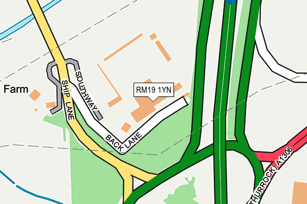 RM19 1YN map - OS OpenMap – Local (Ordnance Survey)