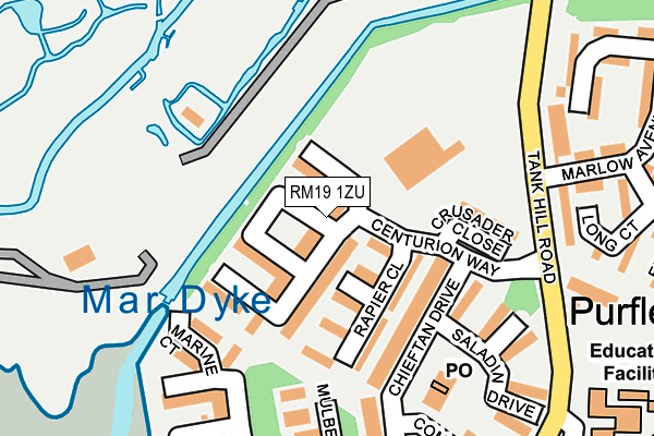 RM19 1ZU map - OS OpenMap – Local (Ordnance Survey)